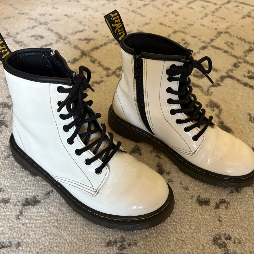 Dr. Martens White Patent Combat Boots